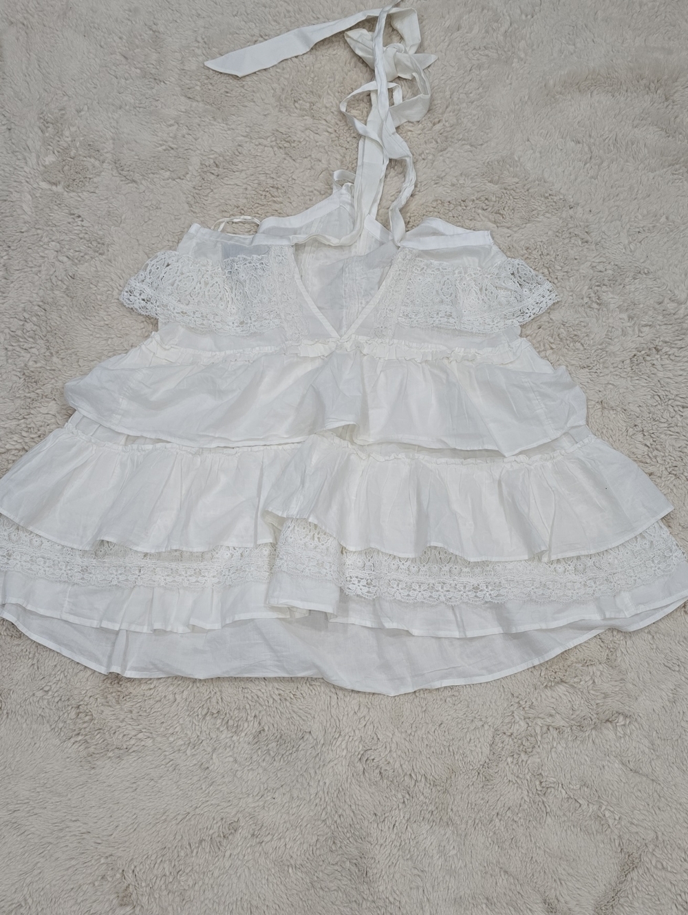 White Ruffled Halter Top - Brand Not Specified